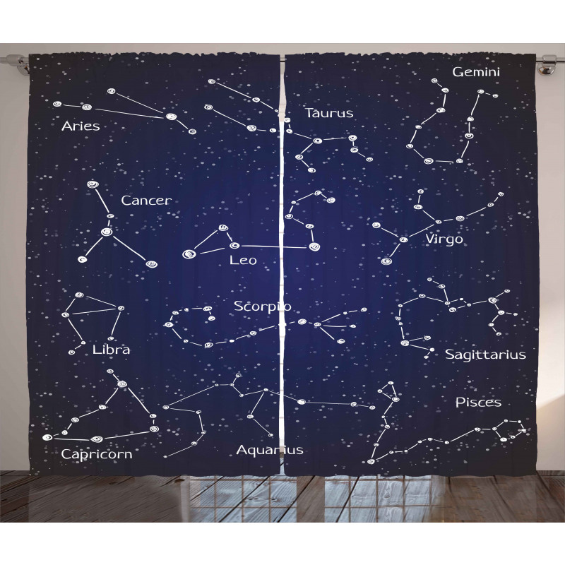 Zodiac Doodle Art Curtain