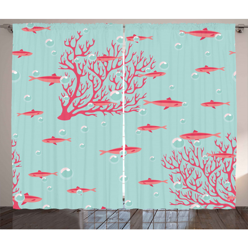 Fishes Coral Reef Aquatic Curtain