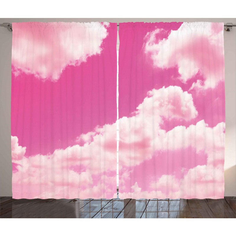 Pink Sunset Clouds Curtain