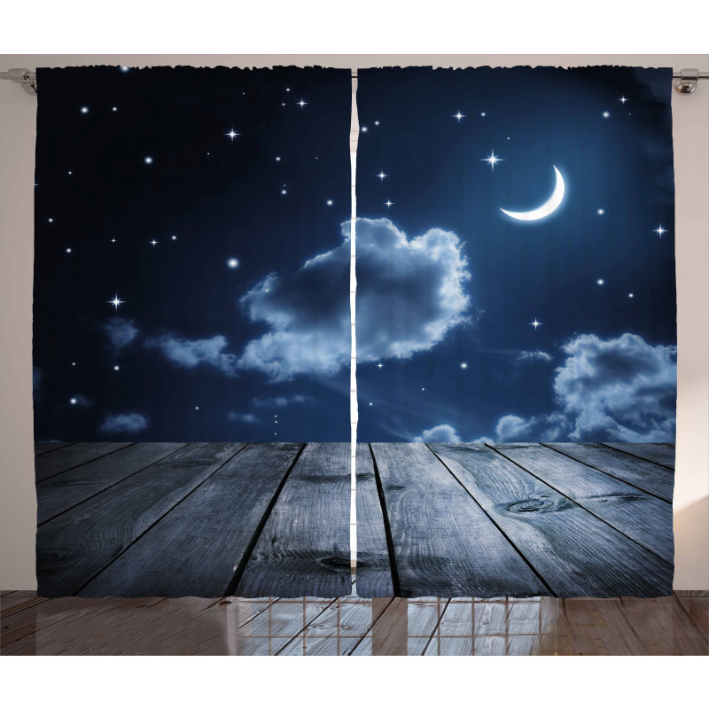 Vivid Night Sky Wood Curtain