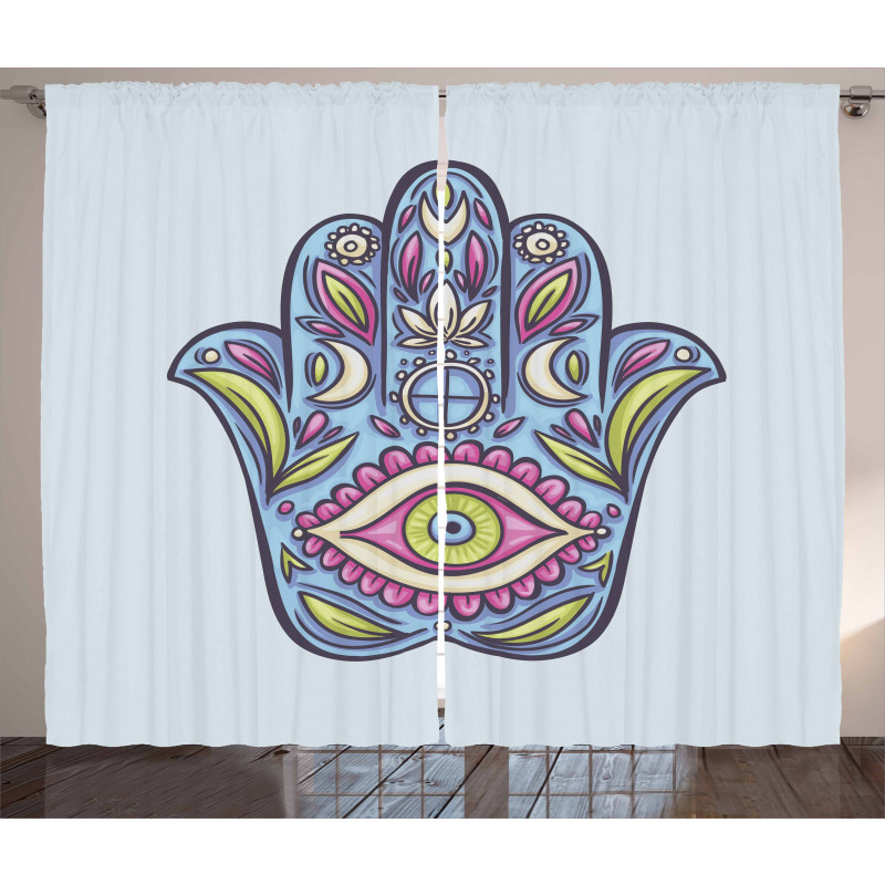Doodle Colorful Hamsa Curtain