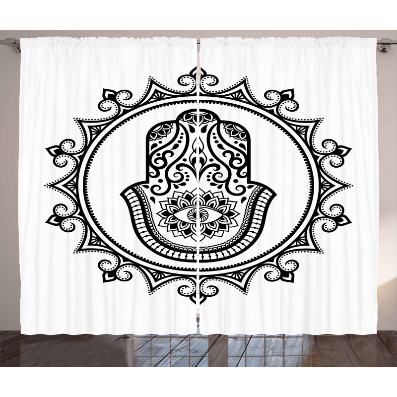 Hamsa Mandala Shape Curtain