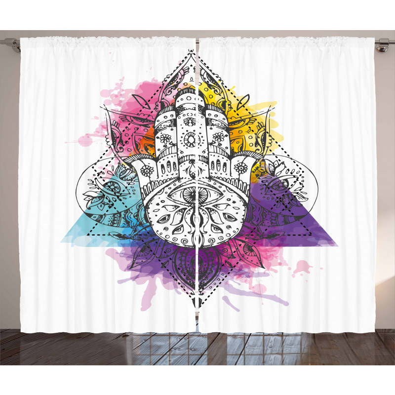 Hamsa Triangle Art Curtain