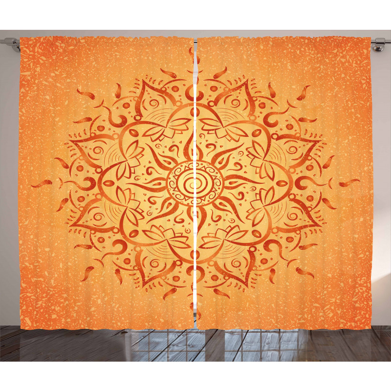 Orange Mandala Curtain