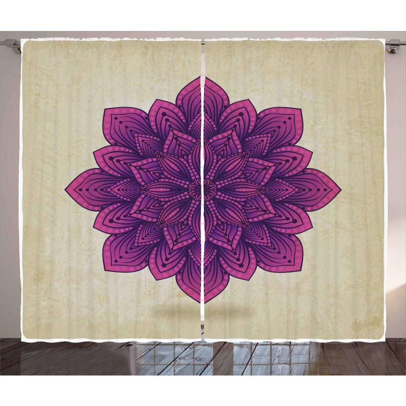 Purple Retro Motif Curtain