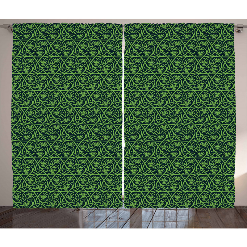 Intricate Clover Twigs Curtain