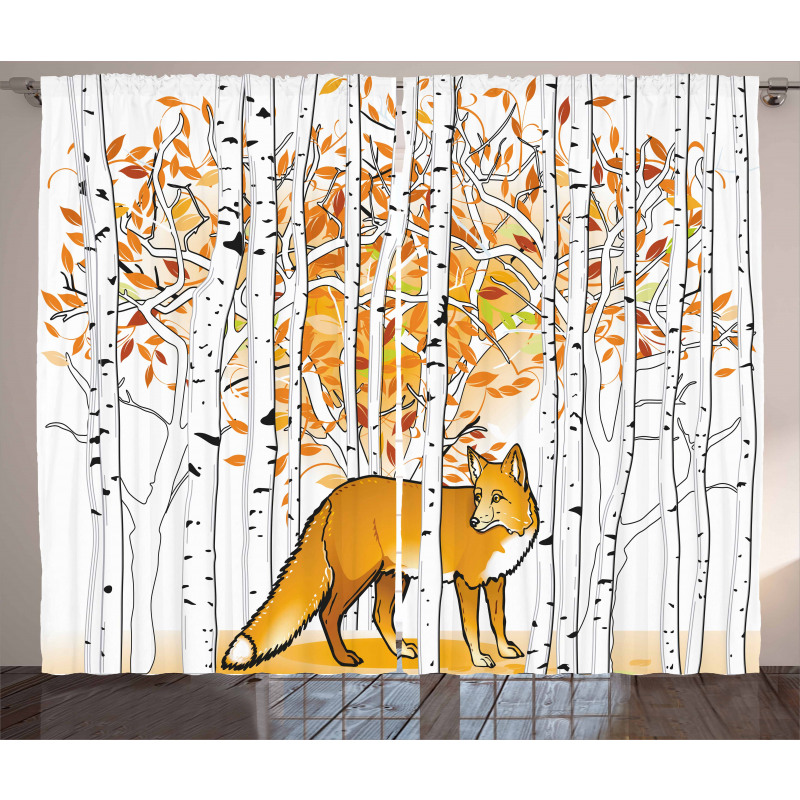 Fox Autumn Forest Curtain