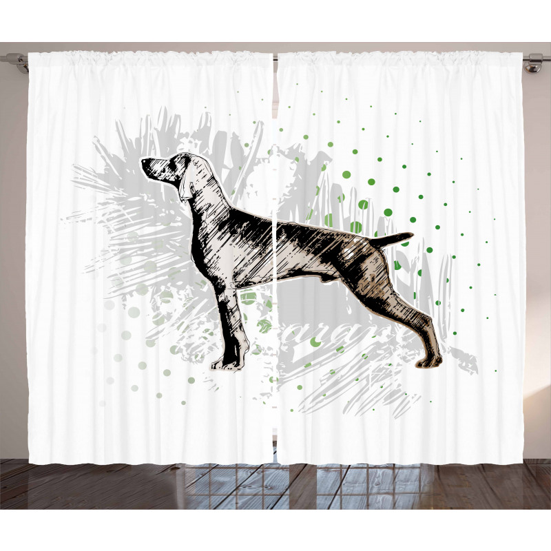 Dog Sketch Art Curtain