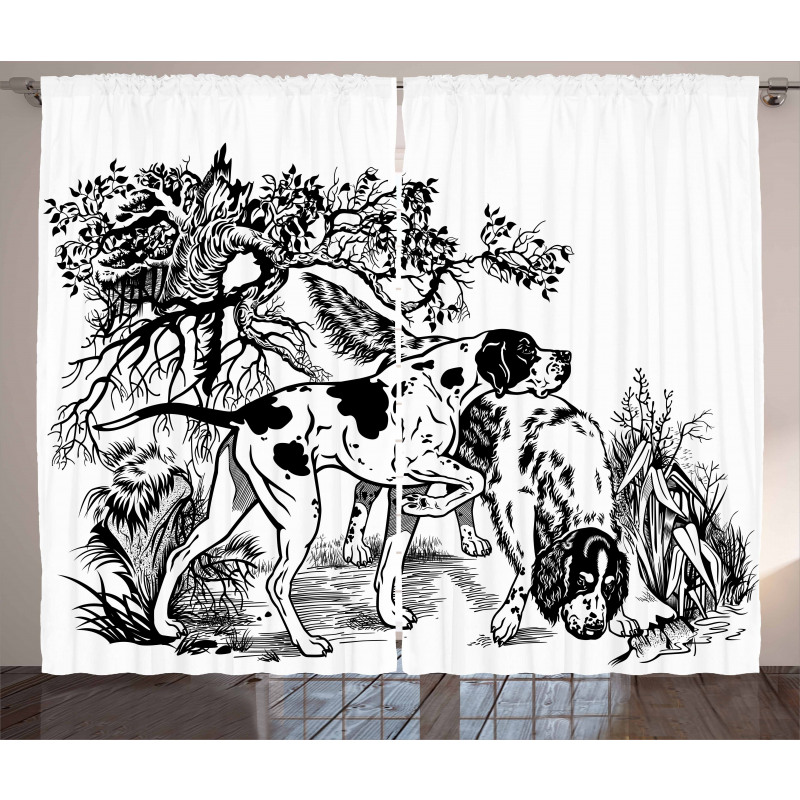 Dogs in Forest Curtain