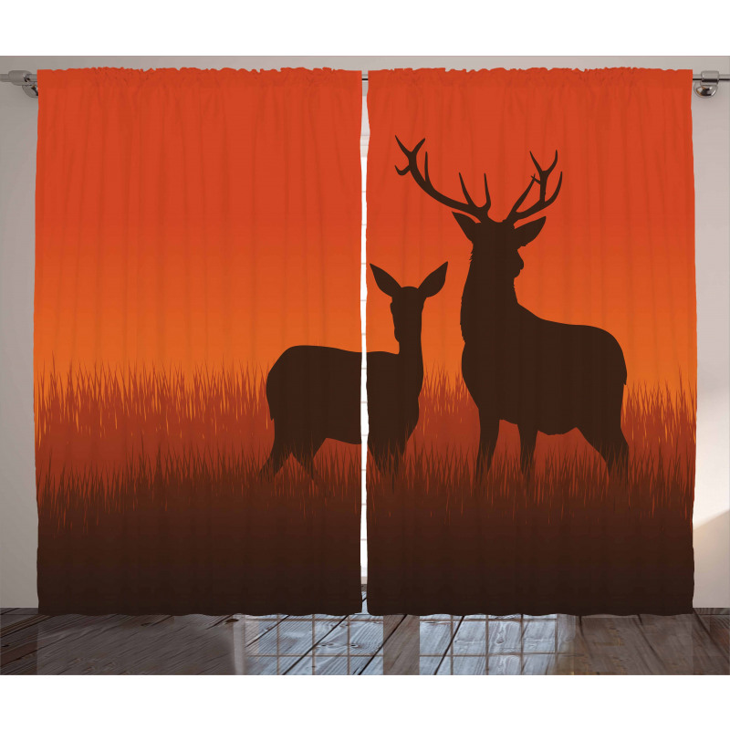 Deer Doe Autumn Curtain