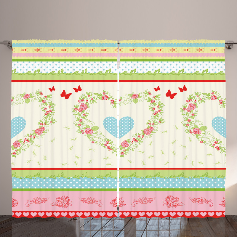 Country Rose Hearts Curtain