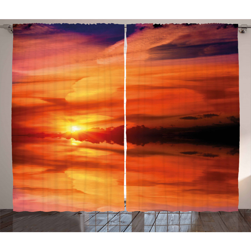 Dramatic Sunset Lake Curtain