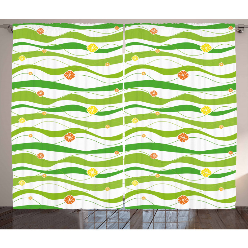 Colorful Wavy Bands Curtain