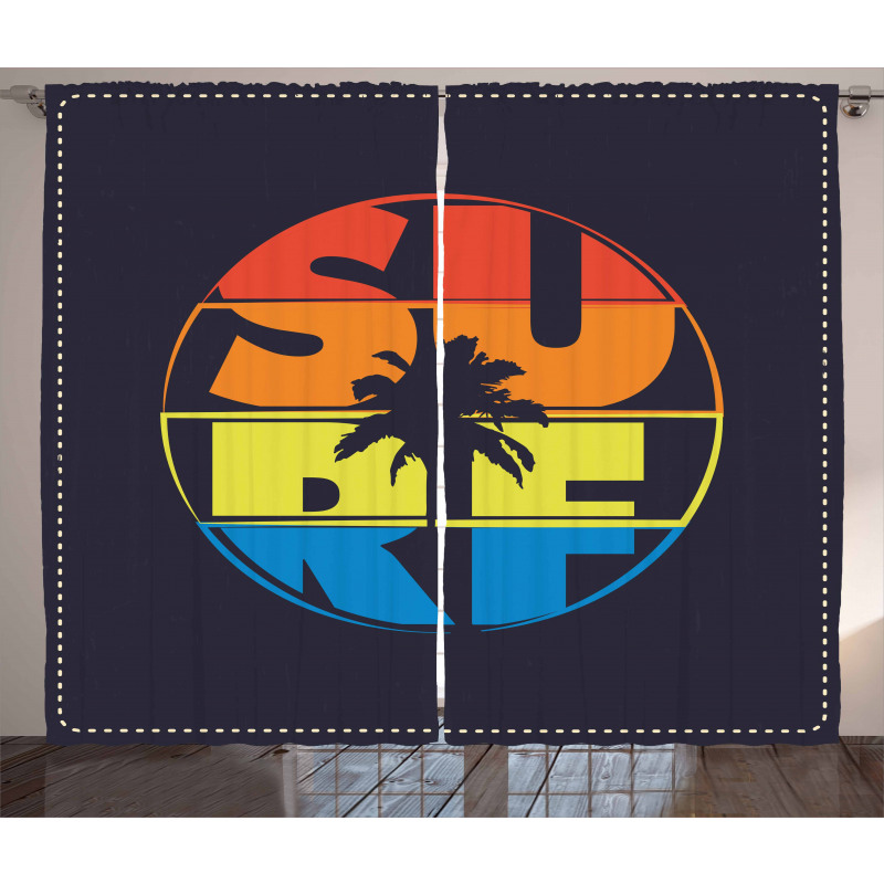 Surf Rainbow Colors Palm Curtain