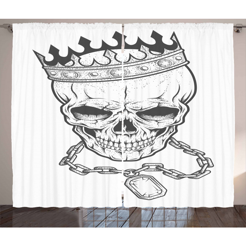 Skull Hip Hop Style Sketch Curtain