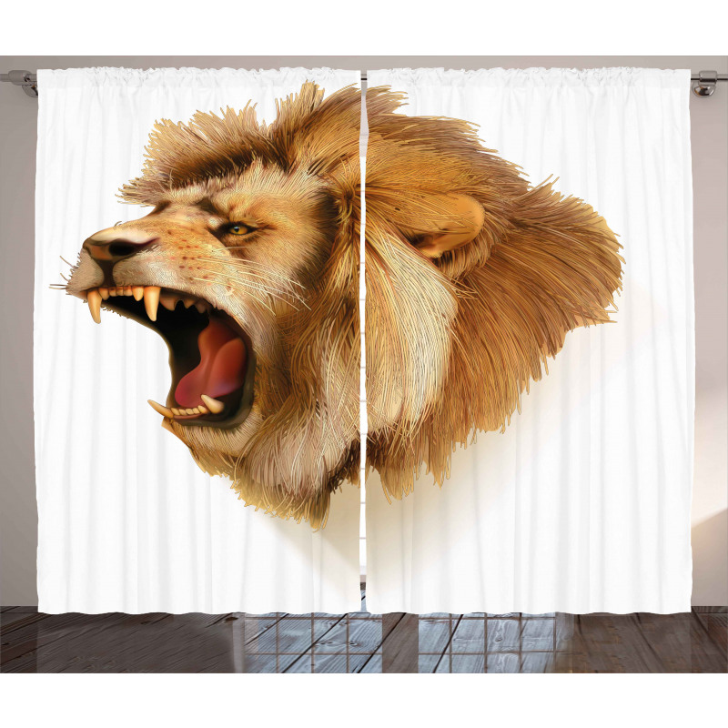 Roaring Fierce Lion Head Curtain