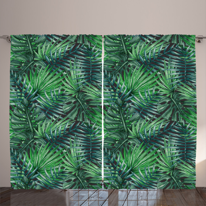 Watercolored Forest Leaves Curtain