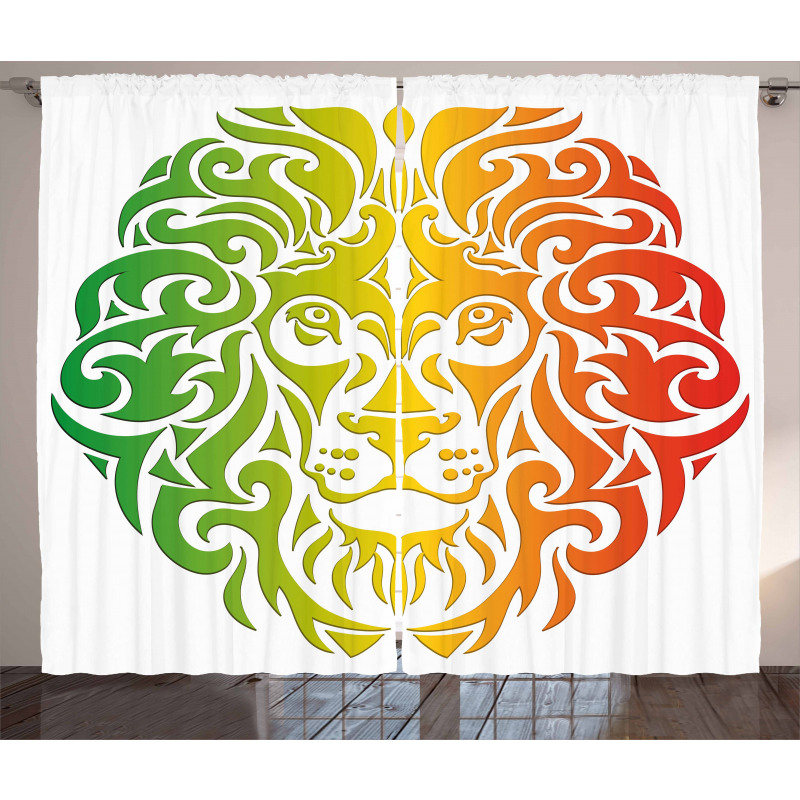 Colorful Lion Portrait Curtain