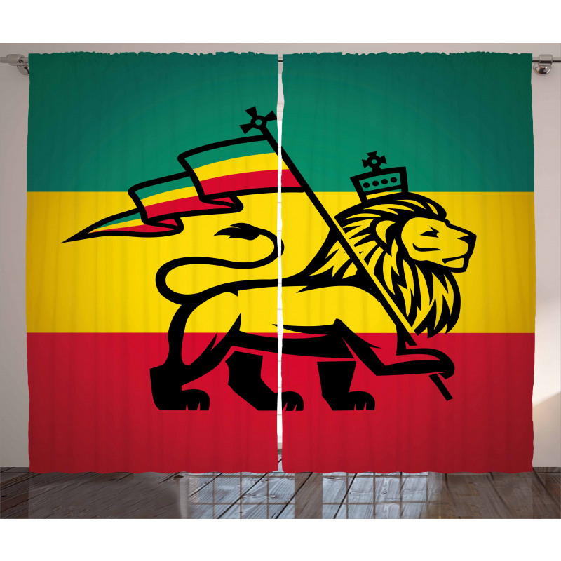 Judah Lion Rastafari Flag Curtain