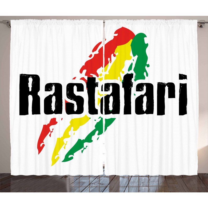 Grunge Rastafari Words Curtain