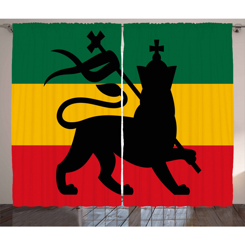 Judah Lion Reggae Flag Curtain