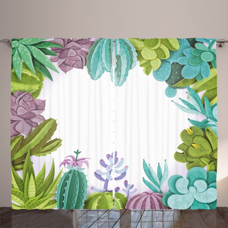 Succulents Plants Frame Curtain