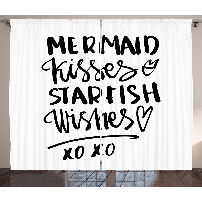 Mermaid Kiss Starfish Words Curtain