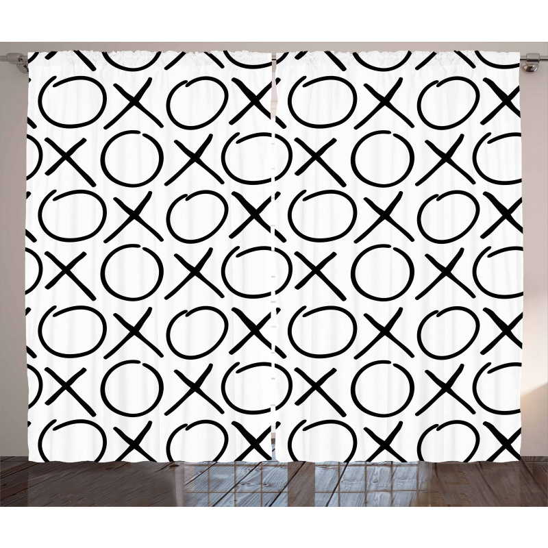 Doodles Monochrome Style Curtain