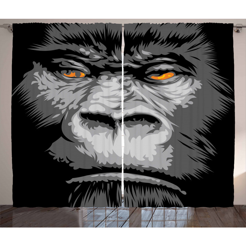 Wild Gorilla Orange Eyes Curtain