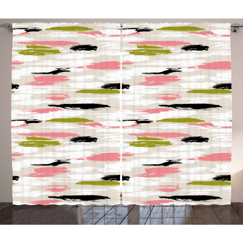 Thick Brushstrokes Stripes Curtain