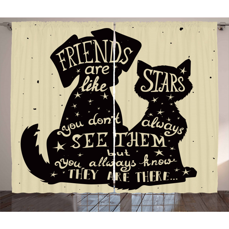 Cat Dog Friends Curtain