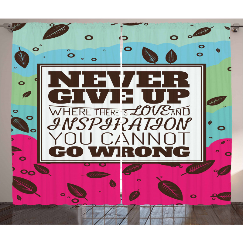 Never Give up Frame Retro Curtain