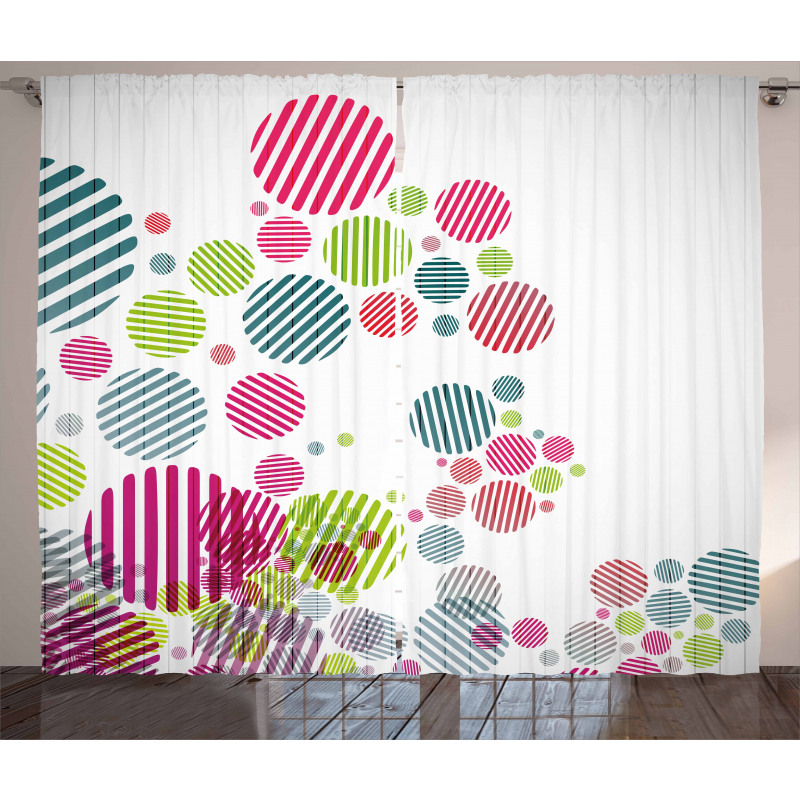 Abstract Striped Dots Curtain