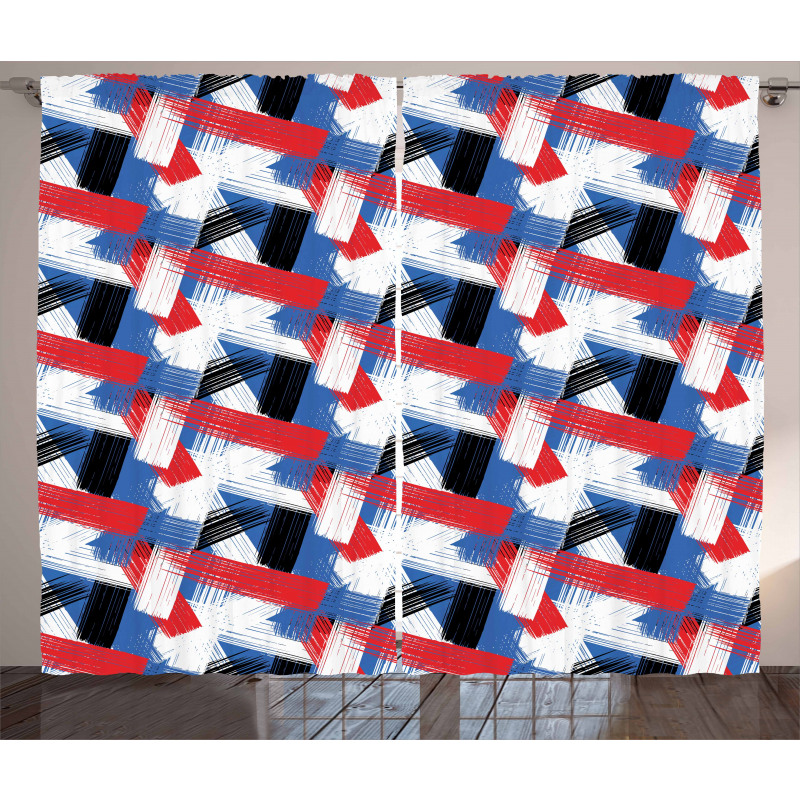 Geometric Grunge Motif Curtain