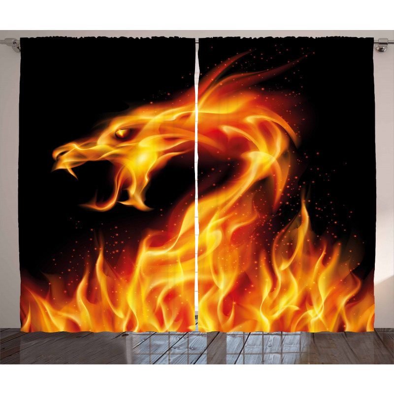 Abstract Fiery Creature Curtain