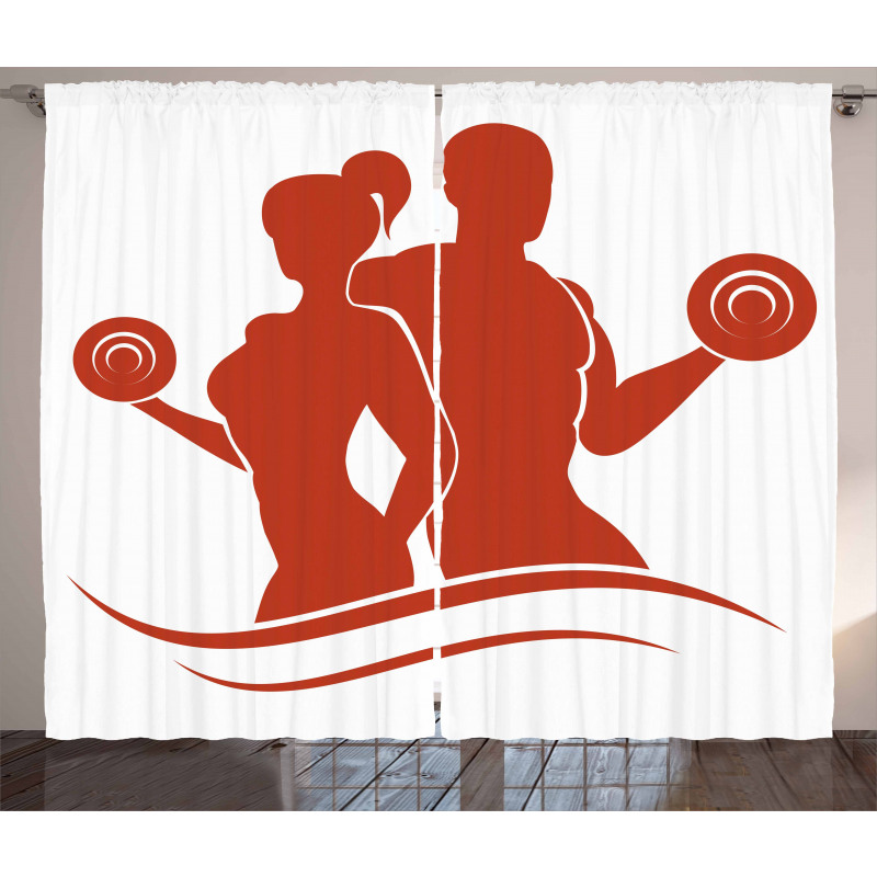 Muscled Man and Woman Curtain