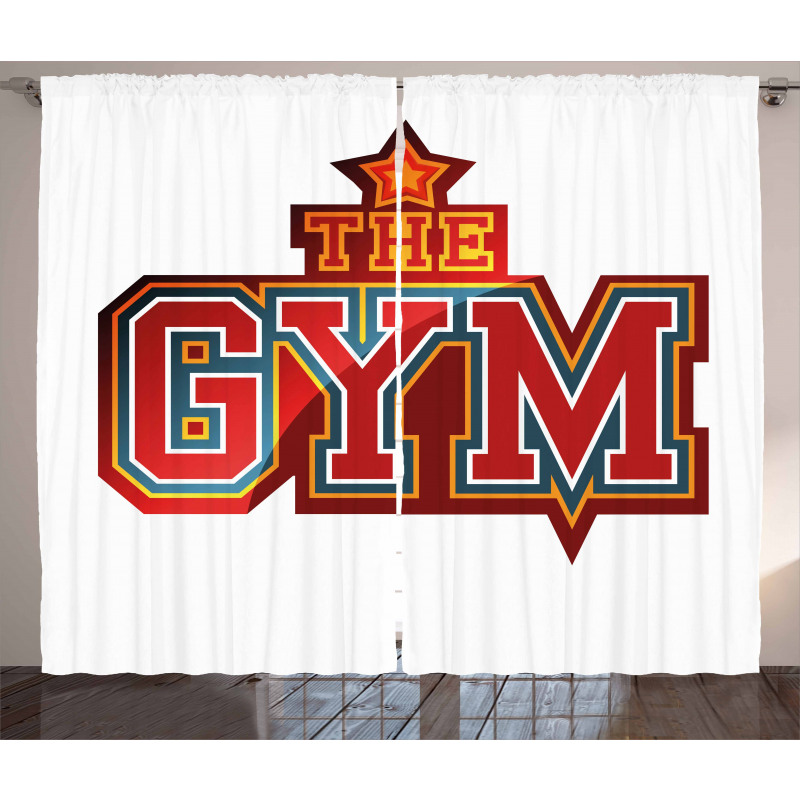 Vibrant Gym Sign Star Curtain
