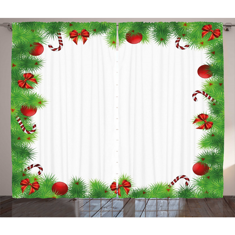 Pine Red Bows Curtain