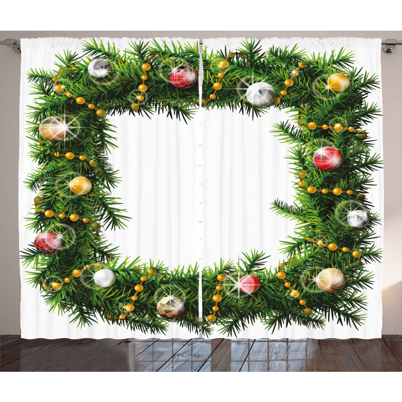 Winter Square Wreath Curtain