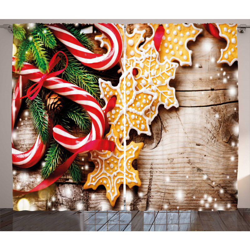 Cookies Candy Canes Curtain