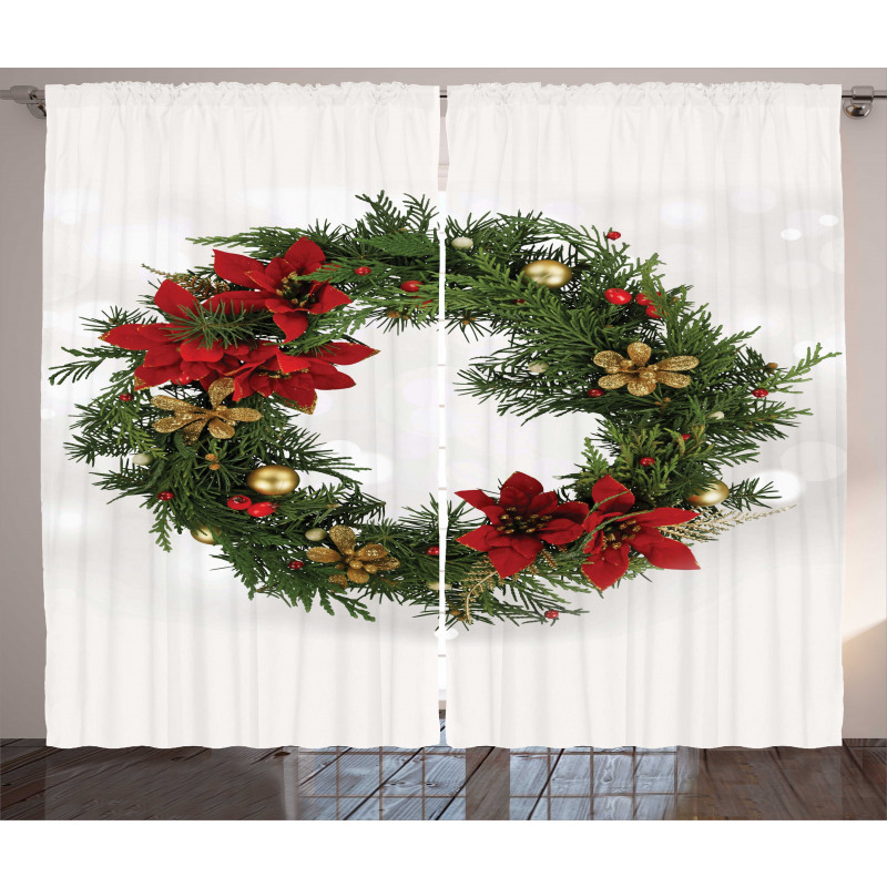 Poinsettia Blossoms Curtain