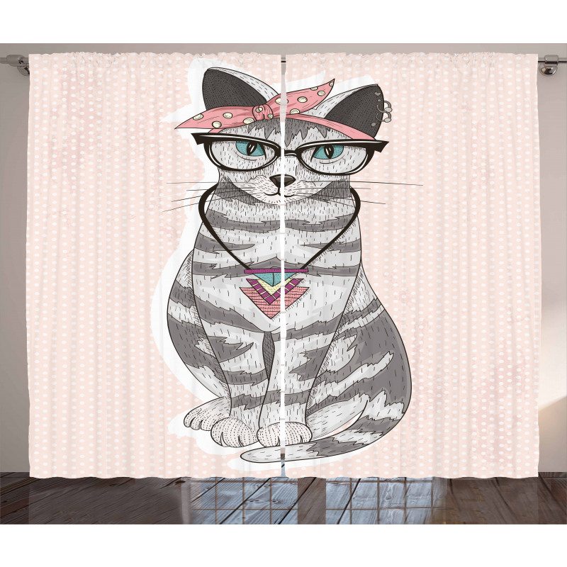 Kitty Glasses Curtain