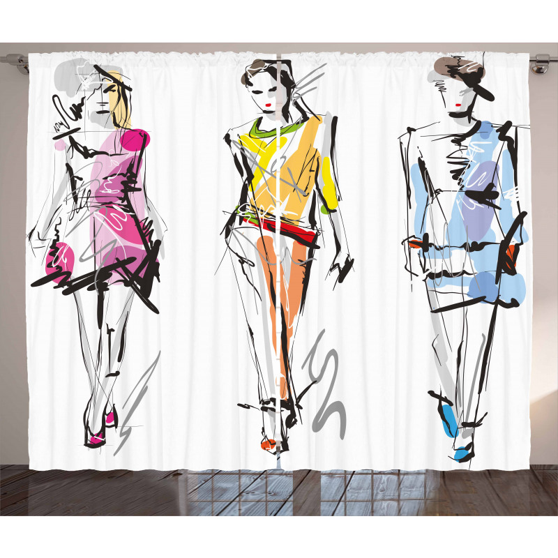 Fashion Models Art Curtain