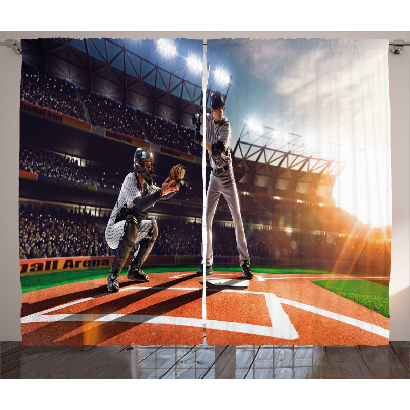 Baseball Player Game Curtain