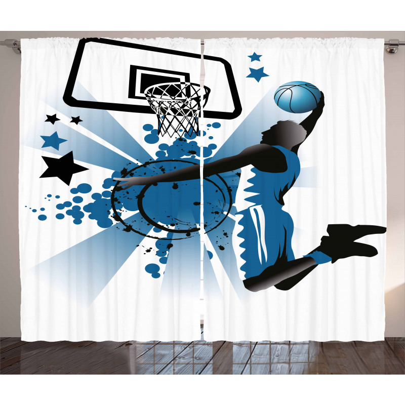 Jumping Player Stars Curtain