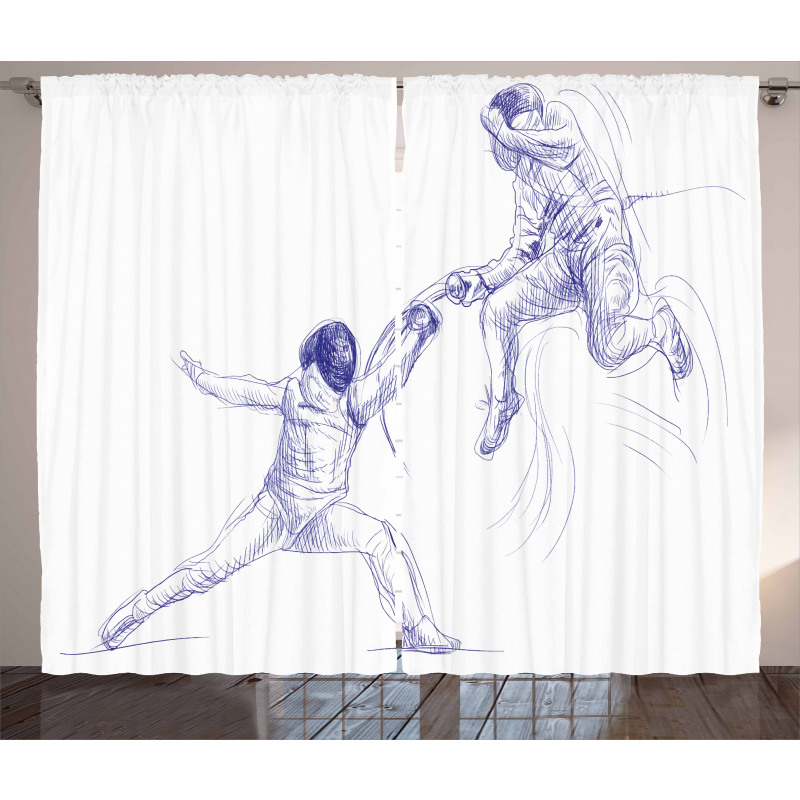 Fencing Duel Sketchy Curtain