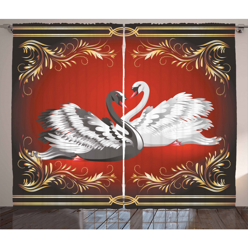 Romantic Swan Couple Curtain