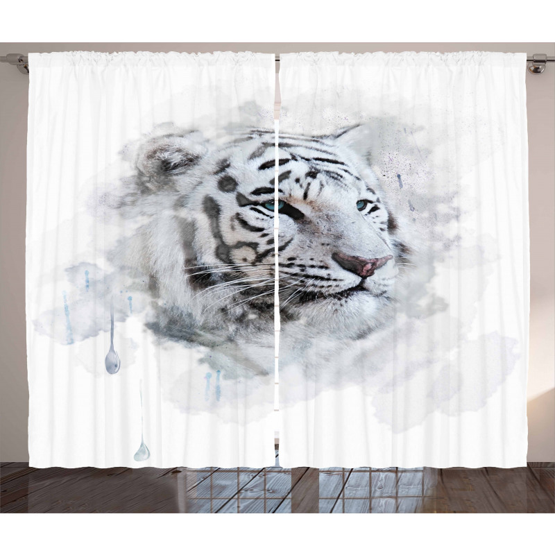 White Tiger Portrait Curtain