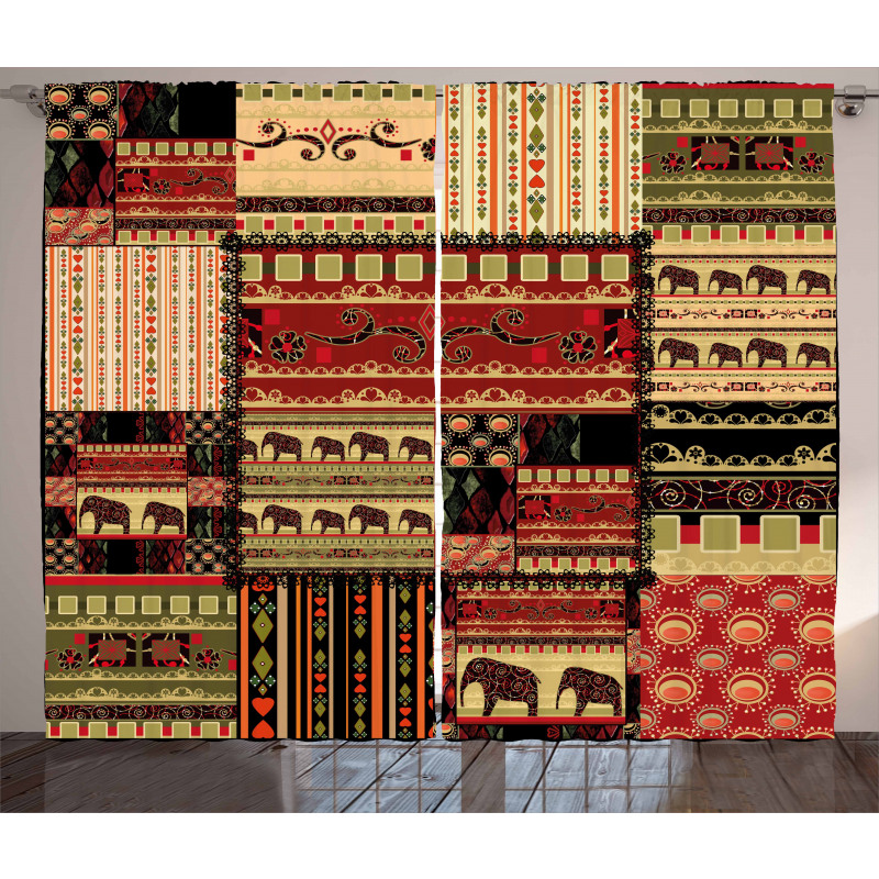 Patchwork Style Asian Curtain
