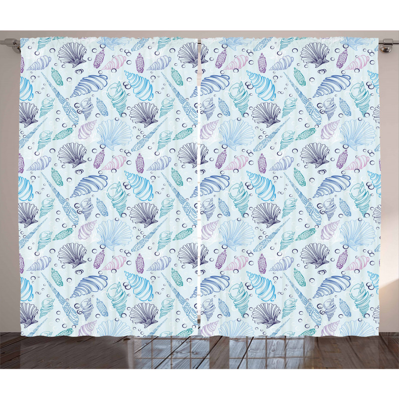 Seashells Bubble Ocean Curtain